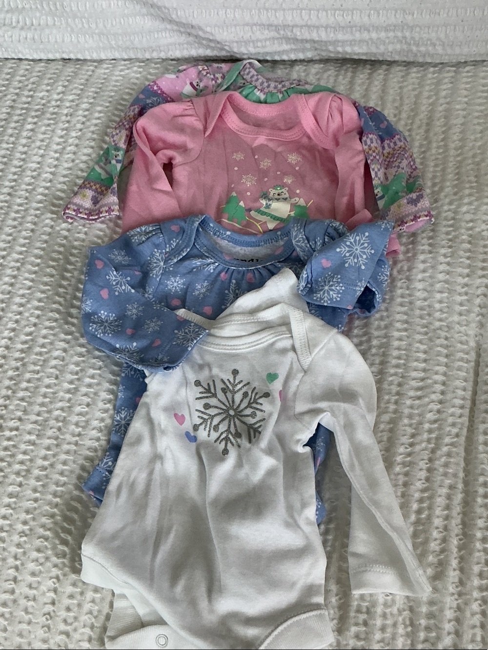 Baby Girls Snowflake & Pink Long-Sleeve One-Piece Set